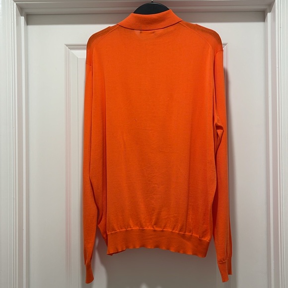 Paul Stuart Polo Long Sleeve Size Large Made in Italy Orange Sportswear - Picture 7 of 16